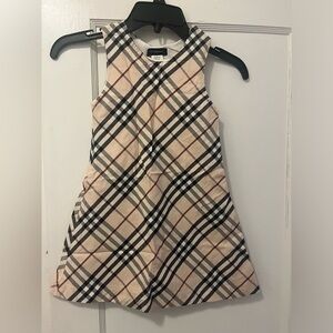 Tan Plaid Halter A-Line Dress